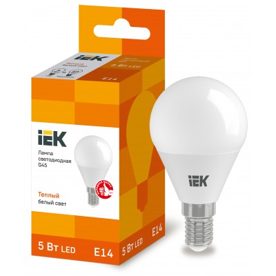Лампа светодиодная ECO G45 шар 5Вт 230В 3000К E14 IEK