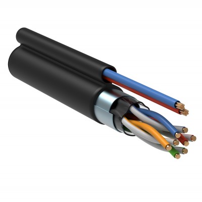 F/UTP 4 пары 24AWG +кабель питания 2*0,75, LDPE, ЧЕРНЫЙ