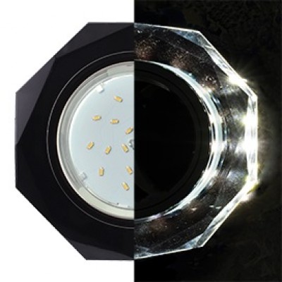 Светильник GX53 H4 LD5312 Glass Стекло 8-угольник с прямыми гранями с подсветкой черный хром - черный 38x133