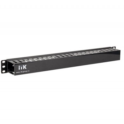 ITK 19 пластиковый кабельный органайзер с крышкой, глубина 60мм, 1U, черный