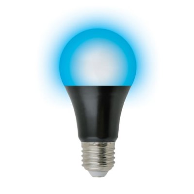 LED-A60-9W/UVAD/E27/FR PLZ07BK Лампа светодиодная ультрафиолетовая для дискотек . Спектр UVA 410нм. Картон. ТМ Uniel,