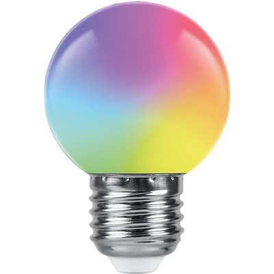 LB-37 Лампа светодиодная 1W 230В E27 RGB G45 матовый, плавная смена цвета Feron