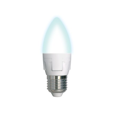 LED-C37 7W/NW/E27/FR PLP01WH Лампа светодиоднаяФорма «свеча», матовая. Серия ЯРКАЯ (4000K)