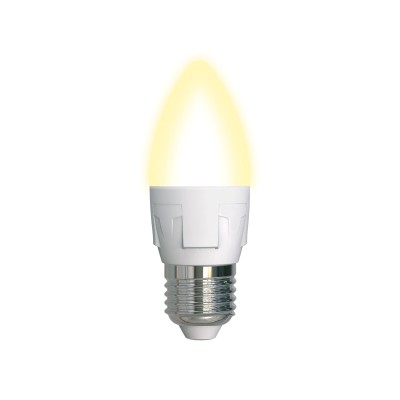 LED-C37 7W/WW/E27/FR PLP01WH Лампа светодиоднаяФорма «свеча», матовая. Серия ЯРКАЯ (3000K)