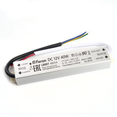 LB007 Трансформатор электронный для светодиодной ленты  40W 12V IP67 (драйвер), FERON