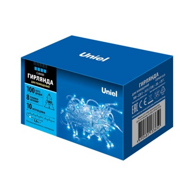 ULD-S1000-100/DTA BLUE IP20 Гирлянда светодиодная, 10м. 100 светодиодов. Синий свет. Провод прозрачн